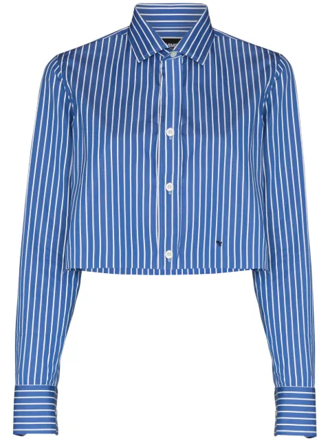 HommeGirls stripe-pattern cropped shirt Blue HGSH006