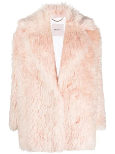 BECAGLI faux-fur oversize coat Pink KW215B