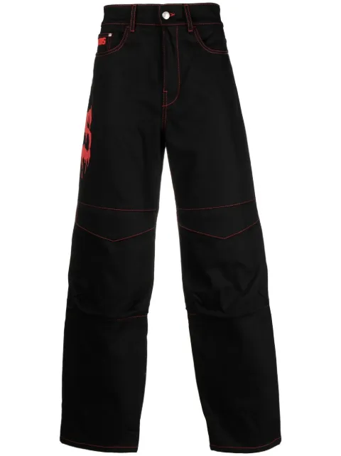 GCDS logo-print straight-leg jeans Black AI22M260225