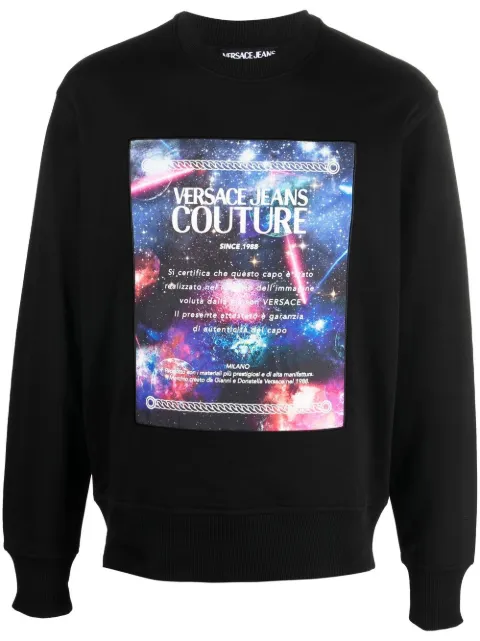 Versace Jeans Couture graphic-print crew neck sweatshirt Black 73GAIF08CF03F