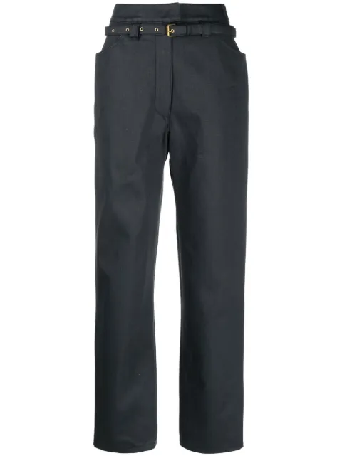 Veronique Leroy belted-waist tailored trousers Grey DENKTRO023