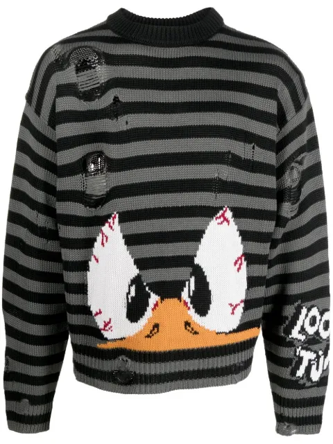 GCDS intarsia-knit striped jumper Black LT22M380034