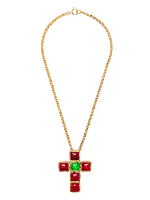 Gripoix cross pendant chain necklace Gold DPBOG6572