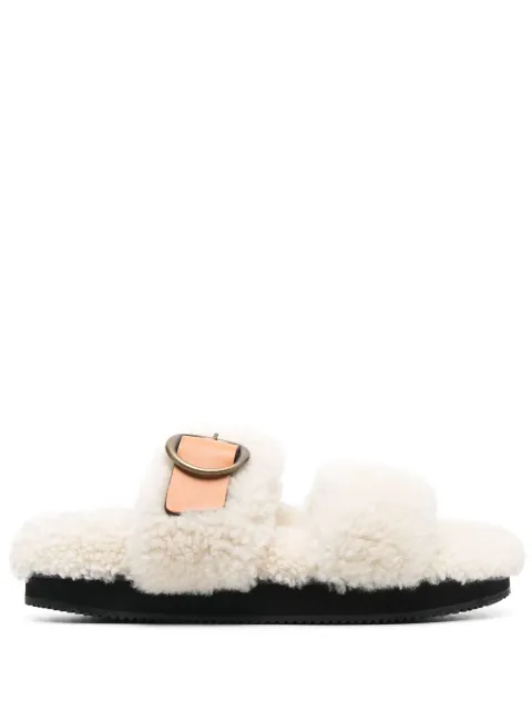 ISABEL MARANT shearling buckle sandals Neutrals SD101922A054S23EC