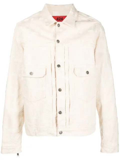 424 logo-embroidered denim jacket Neutrals 33424HJ01R226564