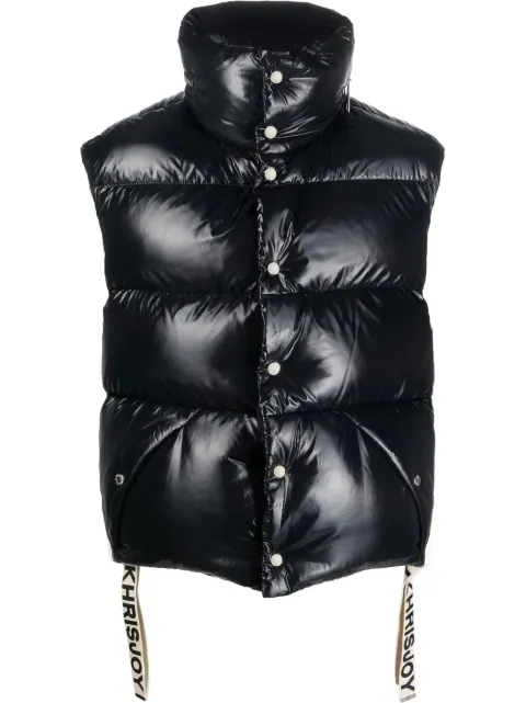 Khrisjoy logo-drawstring down gilet Black CFPM049NNYL