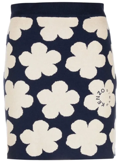 Kenzo floral intarsia-knit skirt Blue FC62JU3263CO