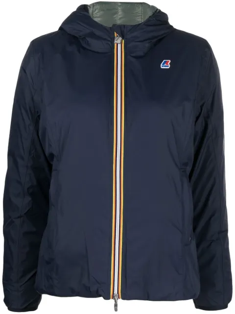 K-Way stripe-detail hooded down jacket Blue K111BHWLILYTHERMOAGT