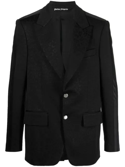 Palm Angels jacquard single-breasted blazer Black PMEN025F22FAB0011010