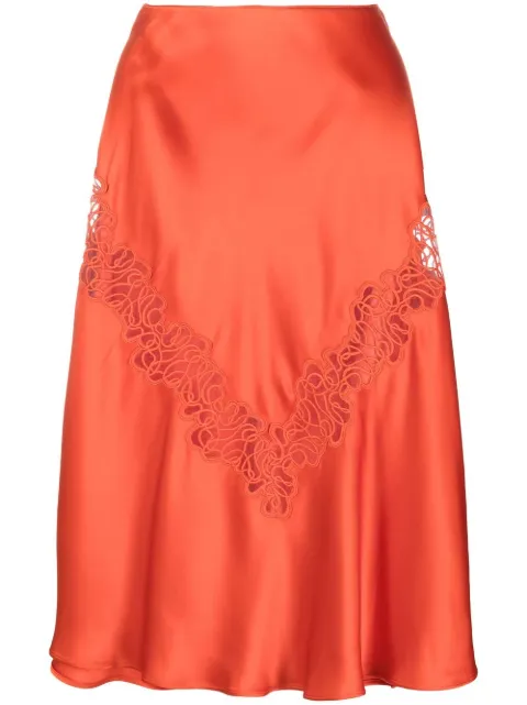 Stella McCartney lace-insert satin skirt Orange 6300143AU309