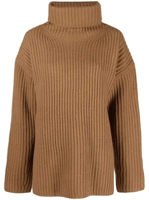 JOSEPH ribbed roll neck jumper Brown JF006130