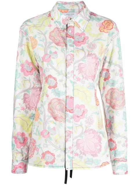 Marine Serre lace-back floral shirt White T307FW22WUWOTCO000110