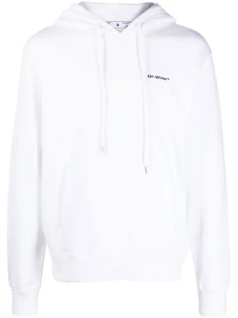 Off-White logo-print drawstring hoodie White OMBB097F22FLE0150110