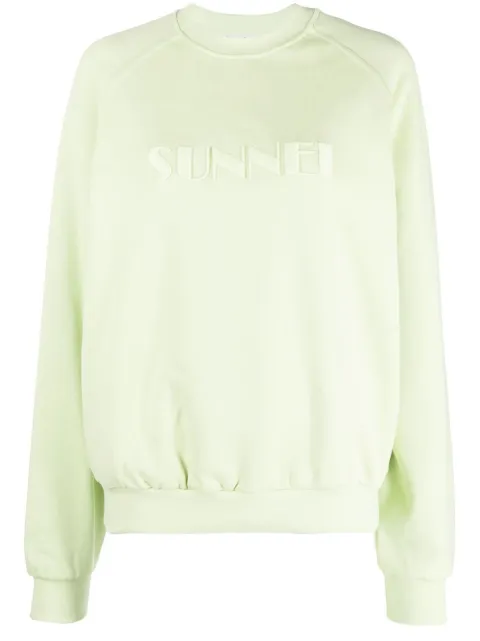 Sunnei embroidered-logo detail sweatshirt Green MRTWXJER027COT029
