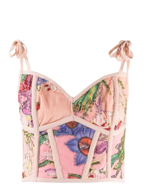 PatBO Iris bead-embellished beach top Pink TOP21828US
