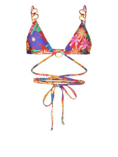 PatBO Aster wrap-tie bikini-top Red TOB21519US