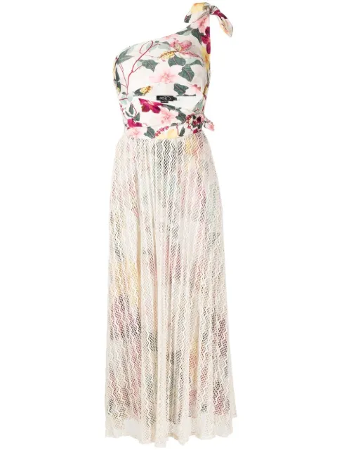 PatBO Hibiscus floral-print one-shoulder dress Neutrals VEL21511US