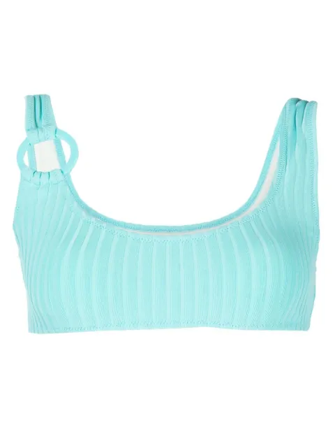 Solid & Striped The Elle square neck ribbed bikini top Blue SU22003GKBS