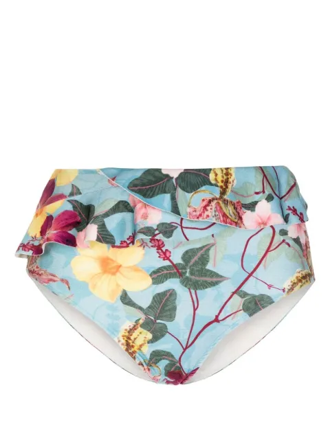 PatBO Hibiscus ruffle-detail bikini-brief Blue HOT20249US