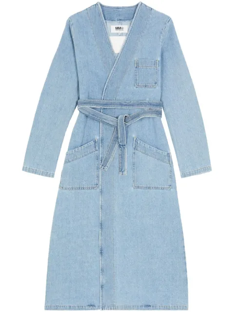 MM6 Maison Margiela collarless trench coat Blue S52AH0065S30846