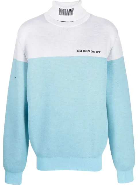VTMNTS raised-logo two-tone jumper Blue VL14KN300N