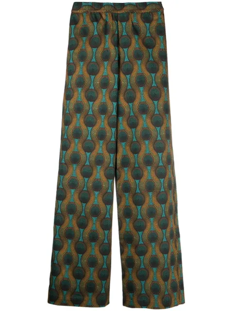 OZWALD BOATENG geometric-print silk trousers Orange 3013962