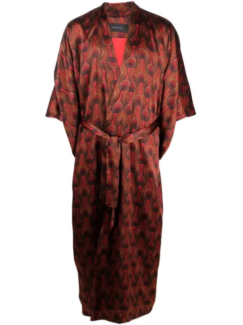 OZWALD BOATENG geometric-print tie-waist jacket Red 901L5002