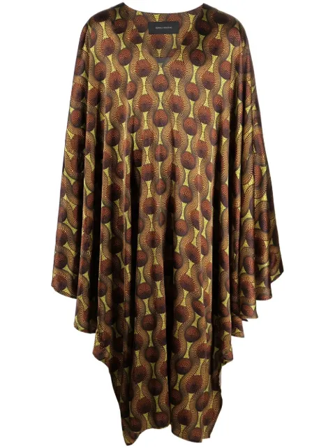 OZWALD BOATENG geometric-print silk cape shirt Yellow 9003962