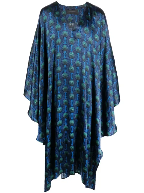 OZWALD BOATENG geometric-print silk cape shirt Blue 9003962