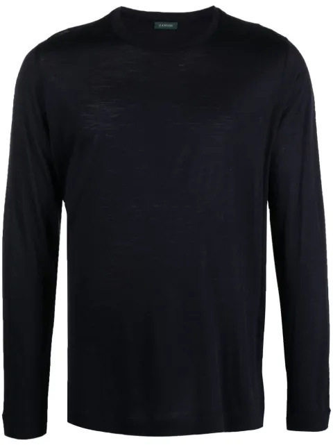 Zanone crew-neck virgin-wool T-shirt Blue 812522ZM211