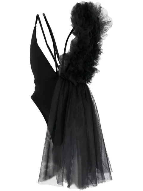 Alchemy ruffled-detail V-neck bodysuit Black LIA512