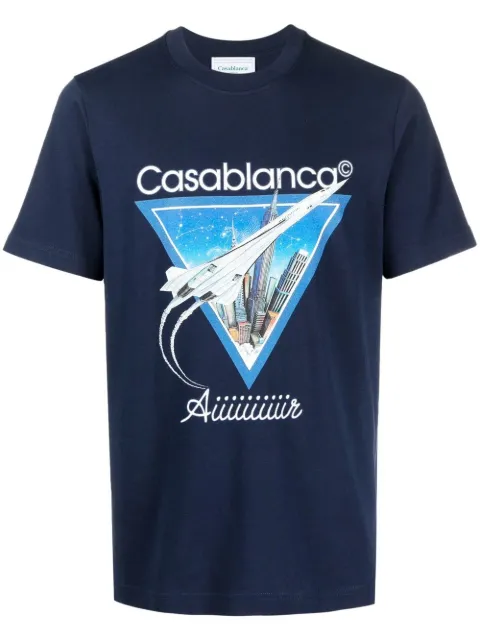 Casablanca graphic-print short-sleeved T-shirt Blue MF22JTS001