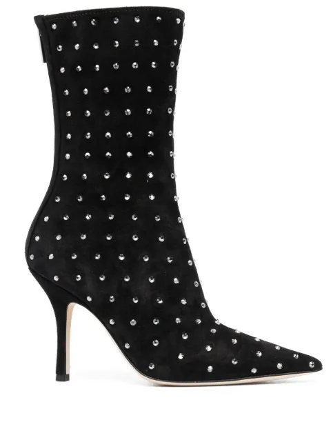 Paris Texas 100mm crystal-embellished pointed boots Black PX832XVLCH