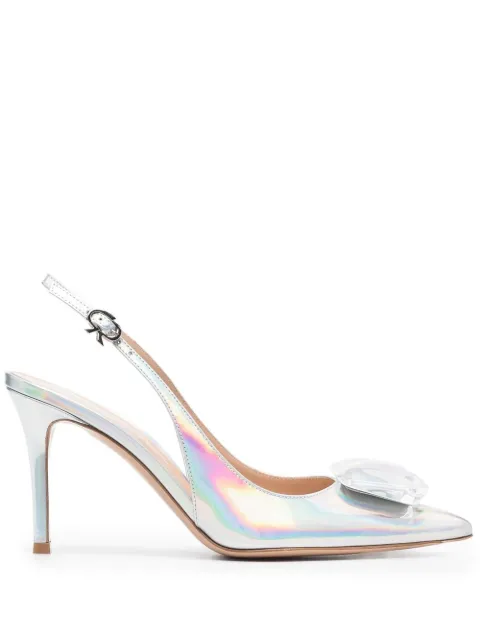 Gianvito Rossi metallic-finish 95mm pointed pumps Grey G9532285RICMET