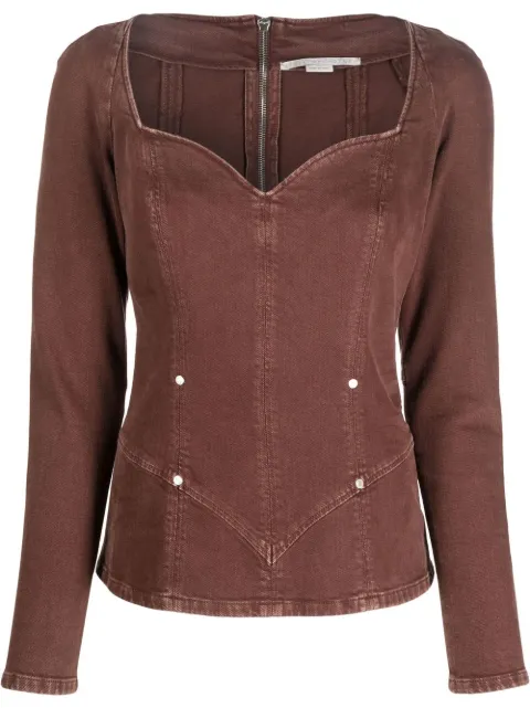 Stella McCartney sweetheart denim top Brown 6D00853SPH03