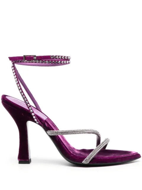 3juin crystal-strap velvet sandals Purple 323WC005R