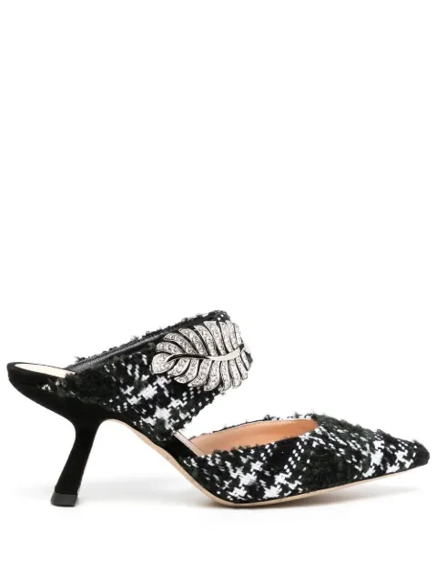 Nicholas Kirkwood Monstera wool 70mm mules Black 907A42CHTW