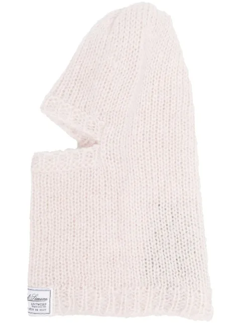 Raf Simons knitted logo-patch balaclava hat Pink 22285953001