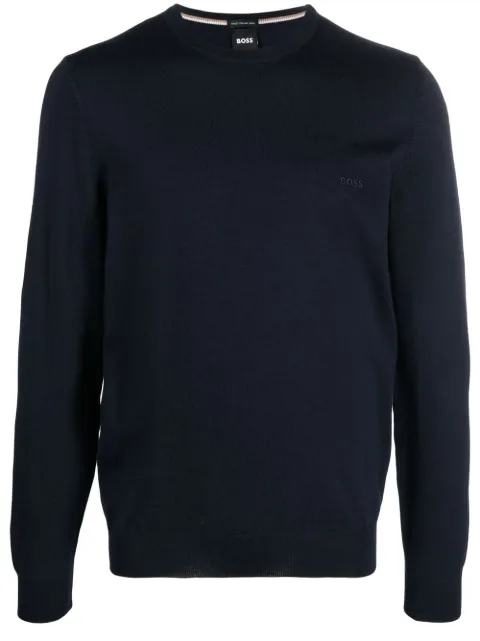 BOSS crewneck virgin wool jumper Blue 50476364