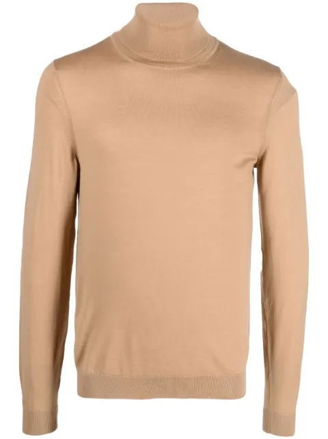 BOSS roll-neck wool jumper Brown 50468262