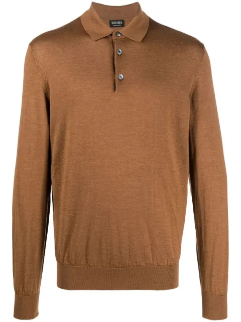 Zegna knitted long-sleeve polo shirt Brown E8J00132