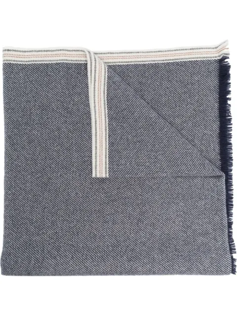 Brunello Cucinelli fringed cashmere scarf Blue MSC667AGCDT57