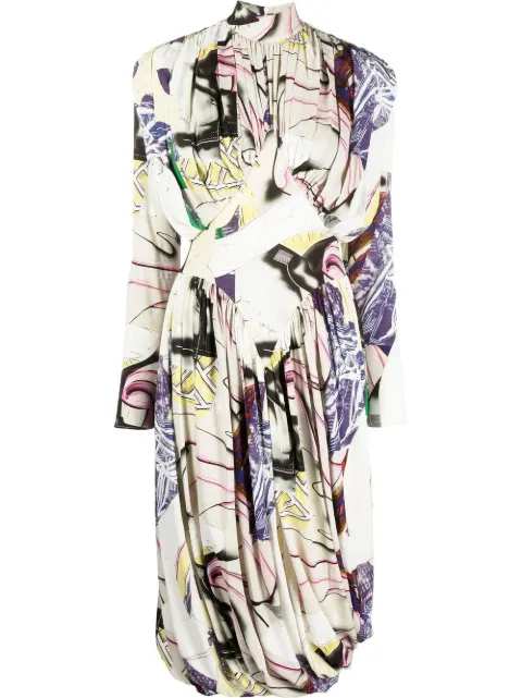Stella McCartney all-over graphic-print dress Neutrals 6A00703AS355