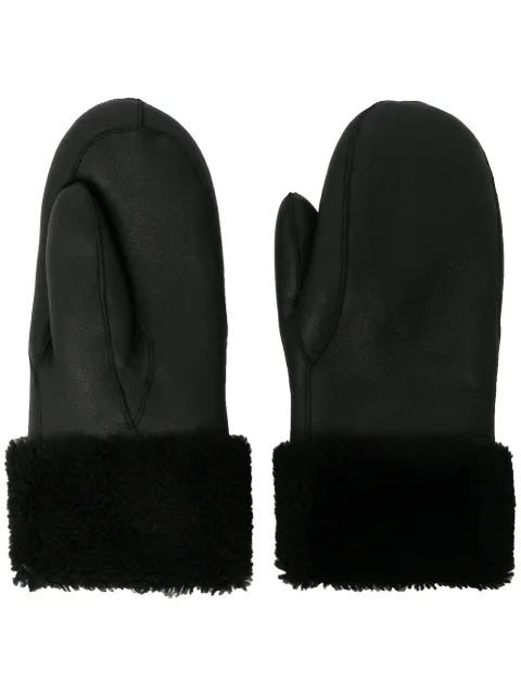 Yves Salomon short lambskin mittens Black 23WAA159XXMECL