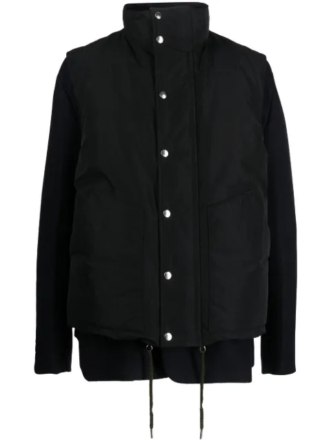 sacai double-layer gilet wool jacket Black 2202896M