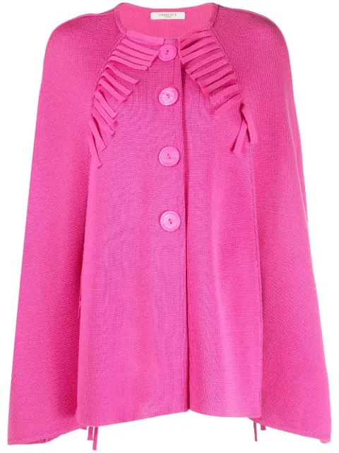 Charlott fringed long-sleeve knit top Pink 702500