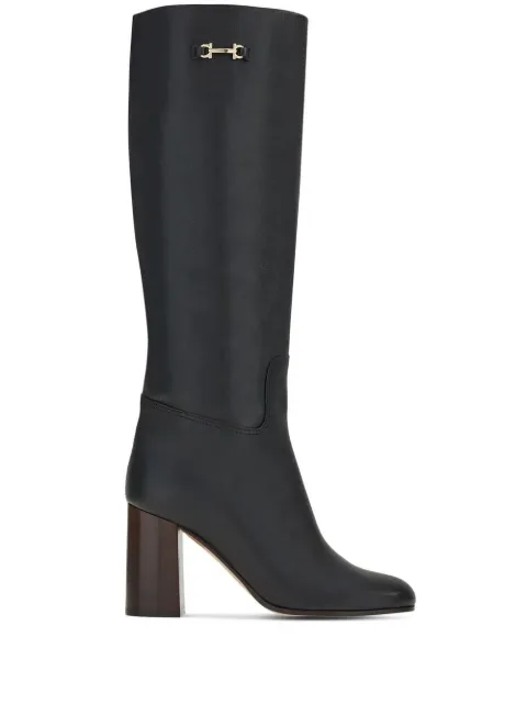 Ferragamo Gancini-bit leather boots Black 757875