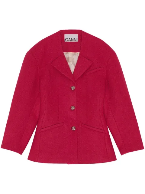 GANNI broad-shoulder single-breasted jacket Pink F7385