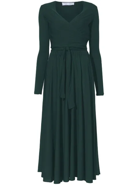 Proenza Schouler White Label long-sleeved crepe wrap dress Green WL2313281JY086