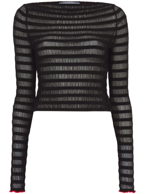 Proenza Schouler White Label striped sheer top Black WL2327893KY269